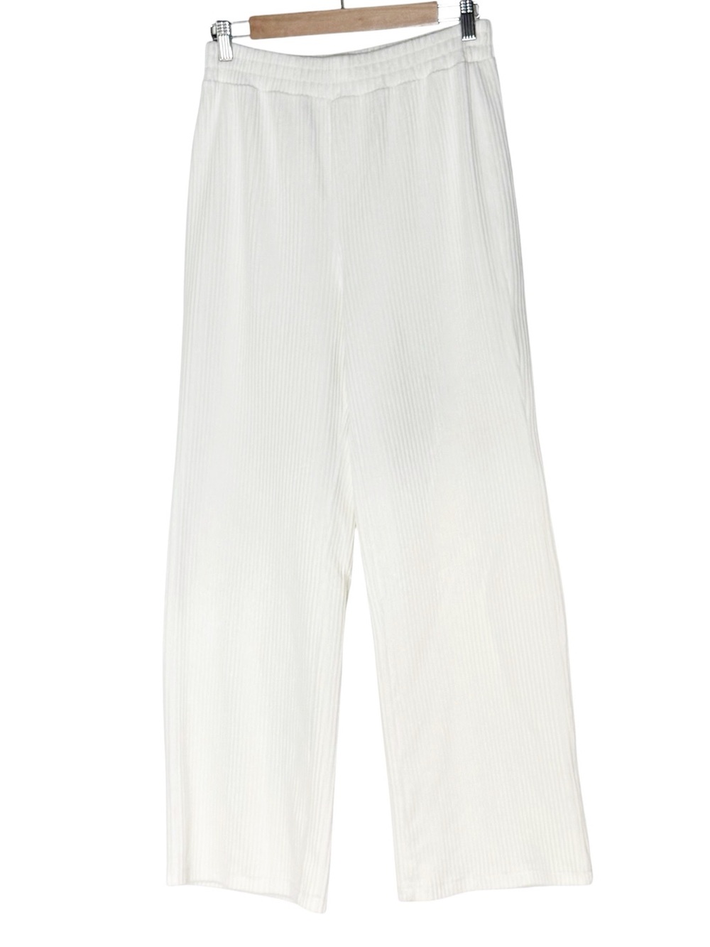 8 Seconds Ivory Ribbed Soft Corduroy Wide Straight Leg Pull-On Pants Size M